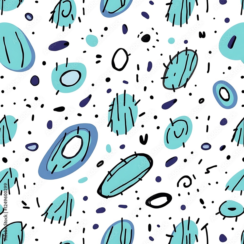 Poster abstract teal and blue seamless pattern: a playful and vibrant seamless pattern featuring abstract s
