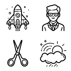 Essential Flat Icon Set Isolated On White Background