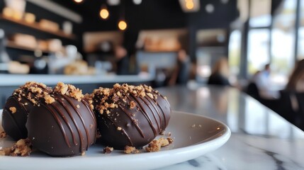 Delicious Reeses Peanut Butter Oreo Truffles in modern cafe setting
