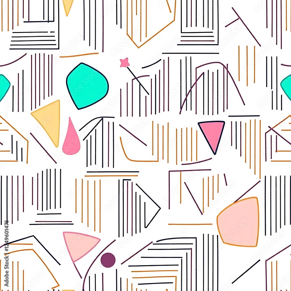 Poster abstract geometric pattern: a vibrant and playful abstract pattern features a dynamic composition of