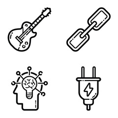 Essential Flat Icon Set Isolated On White Background