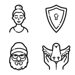 Essential Flat Icon Set Isolated On White Background