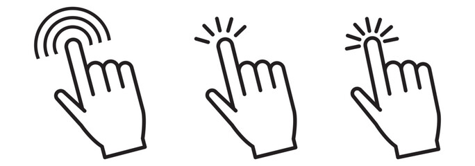 Fototapeta premium Set of mouse click cursor arrow icons, hand cursor and loading icons. Vector illustration