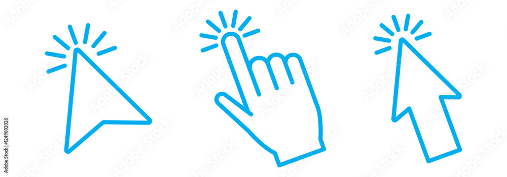 Leinwandbilder computer mouse click cursor icon set. hand and arrow pointer cursor - stock vector 10eps.