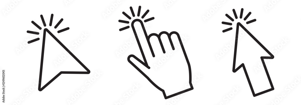Fototapete computer mouse click cursor icon set. hand and arrow pointer cursor - stock vector 10eps.