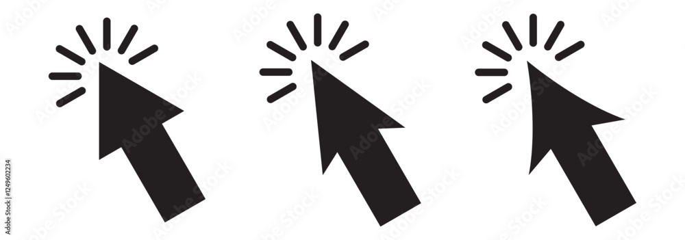 Leinwandbilder Computer mouse click cursor arrow icons set. Clicking cursor. Hand cursors icons click set. Pointer click icon. Loading icon