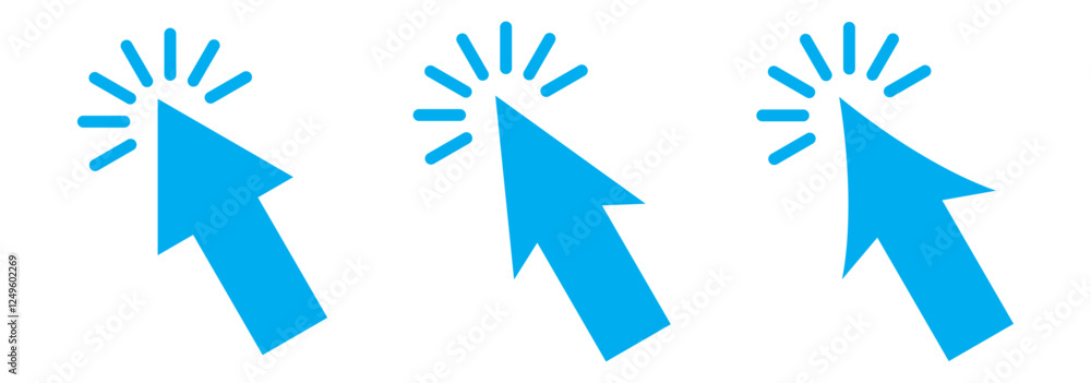 Leinwandbilder Computer mouse click cursor arrow icons set. Clicking cursor. Hand cursors icons click set. Pointer click icon. Loading icon