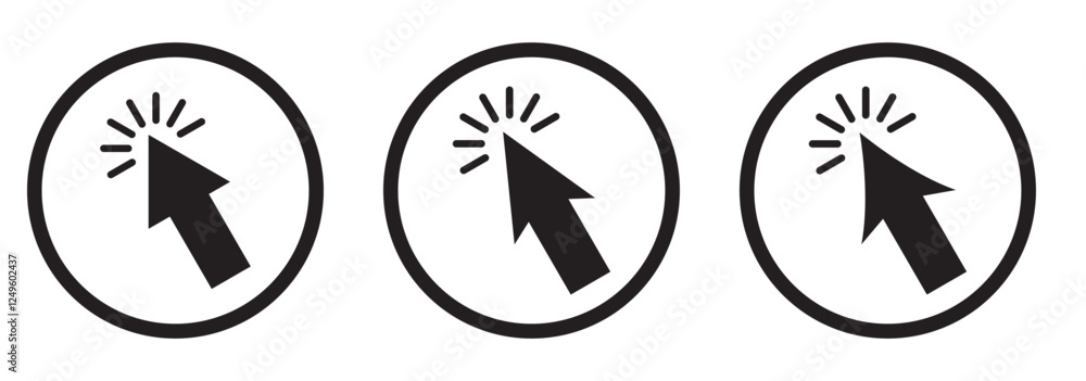 Fototapete Computer mouse click cursor arrow icons set. Clicking cursor. Hand cursors icons click set. Pointer click icon. Loading icon
