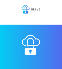 Cloud Security Logo Design Padlock inside Cloud Icon