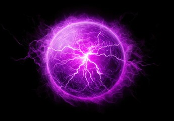 Fototapeta premium Energetic Purple Sphere on Black Background
