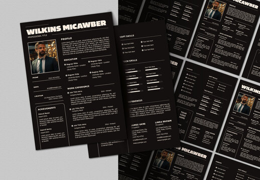 Black Modern Dark Cv Professional Resume Template
