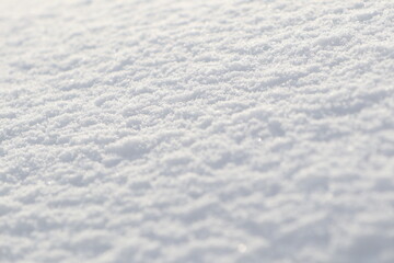 A closeup view of the soft and fresh snow surface that glistens in the beautiful winter light
