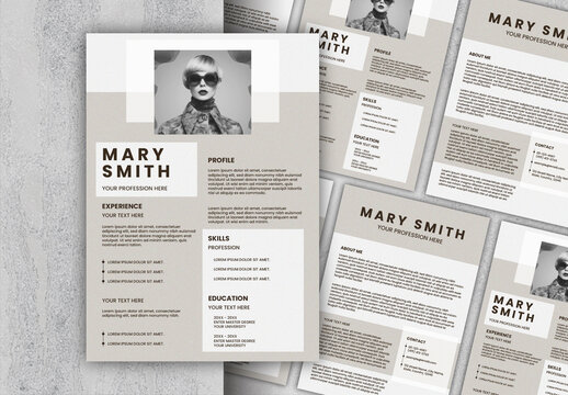 Beige Stylish Professional Resume Template - Ai Generated Photos