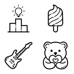 Essential Flat Icon Set Isolated On White Background