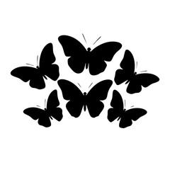 Butterfly Silhouette Set – Group of Elegant Flying Butterflies