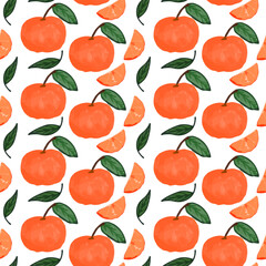Hand Drawn oranges Seamless Pattern