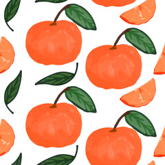 Hand Drawn oranges Seamless Pattern