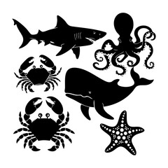 Fototapeta premium set of sea animals