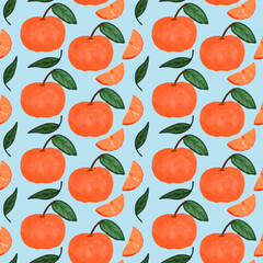 MobileHand-Drawn Orange Citrus Fruit Seamless Pattern