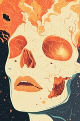 Flame Skull Illustration