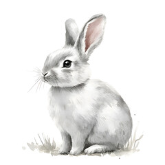 Obraz premium Soft Gray and White Watercolor Rabbit on White Background