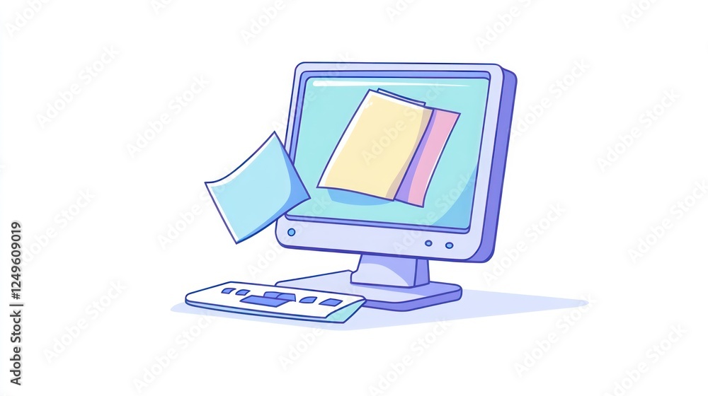 Aufkleber desktop computer displaying files. possible stock photo use