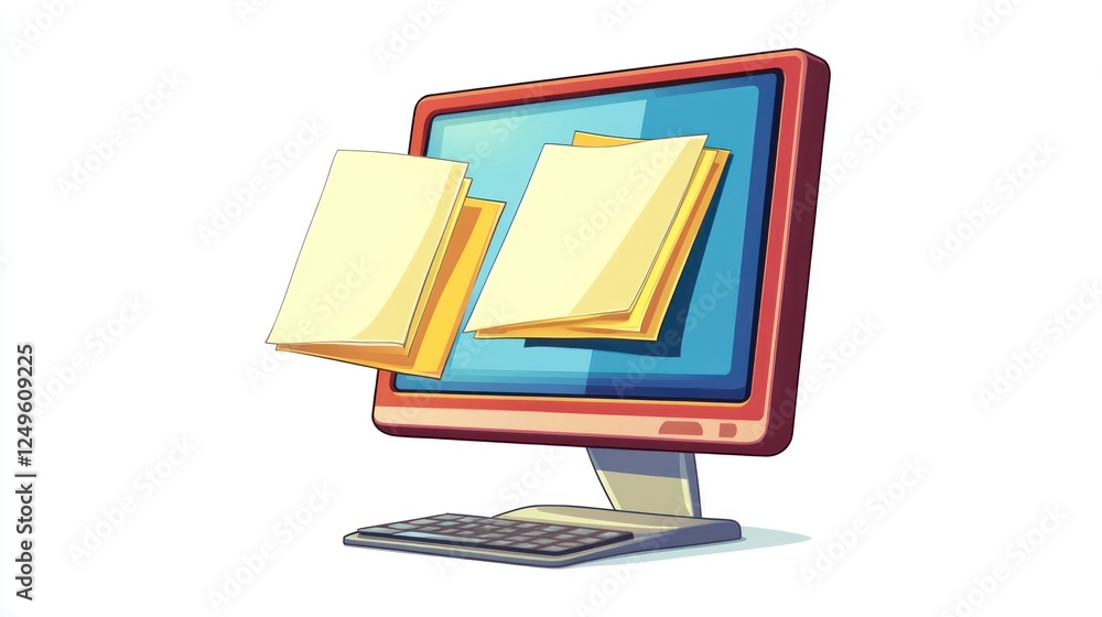 Poster computer screen displaying files transfer