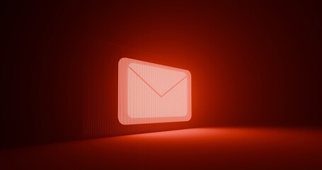 glowing red button with mail icon, spam mail, malware infested mail, cyber threat, threat to security, cyber security and hacking background, 3D render, Danger Concept