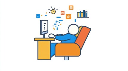 Person Working at Computer, Creative Ideas, Office Setting