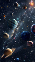 Artistic Illustration of Planets in our Solar System and Outer Space