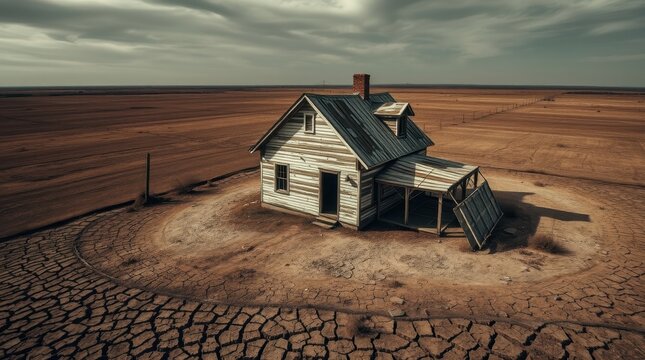 Aerial vew of drought-affected farmland
