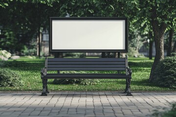 Outdoor advertisement on bench