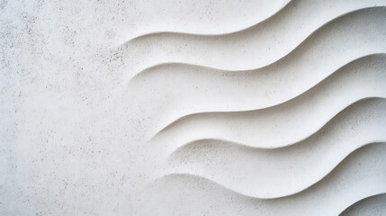Organic abstract shapes on white textured plaster wall for modern interior design