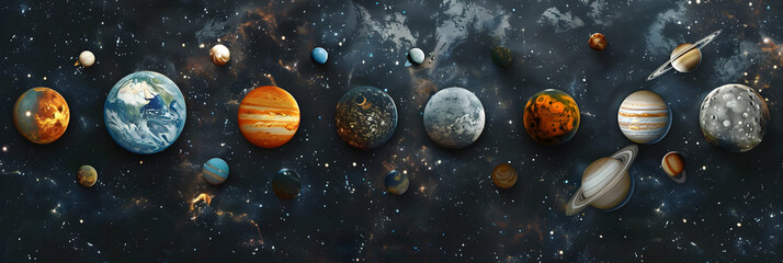 Artistic Illustration of Planets in our Solar System and Outer Space