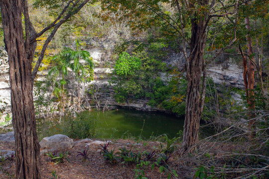 Sacred cenote at the archeological site Chichen Itza, Mexico
