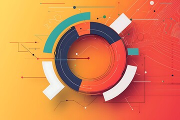 A composition geometric elements creating a circular timeline for project management