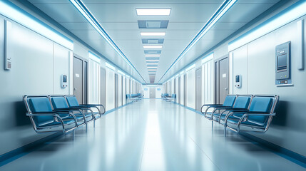 Futuristic Hospital Corridor – Clean, Bright, and Modern Healthcare Facility