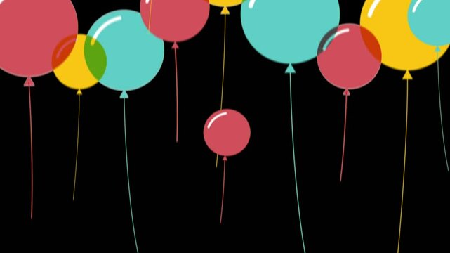 transition effect Vibrant colorful balloons isolated on a clean white background