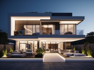 modern house with lots of led lights