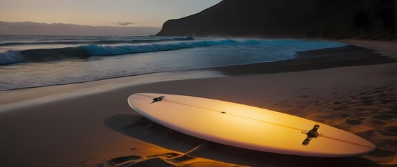 Thrilling closeup of surfboards poised on the beach ready to ride the waves inviting the spirit of adventure and summer fun