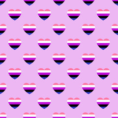 LGBTQIA+ Pride genderfluid Pride Flag Pattern, high quality seamless hearts pattern in genderfluid pride flag colors, simple repeating design suitable for both print and digital projects, 3600x3600 px