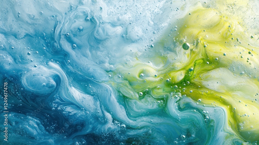 Poster abstract fluid art blue, green swirls. background texture for design