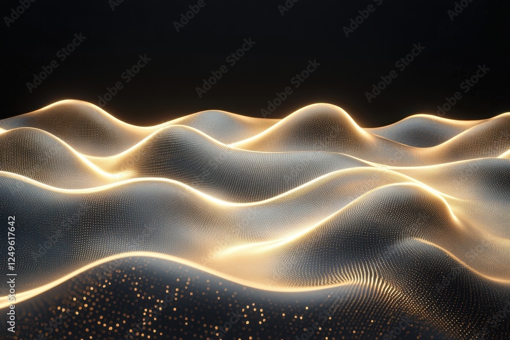 Poster abstract waves of light create a mesmerizing landscape in a dark setting