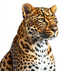 Obraz premium Leopard sitting isolated on white background.