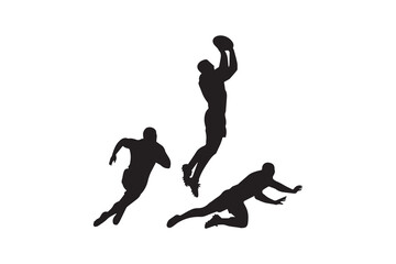 Rugby various pose silhouette vector with white background