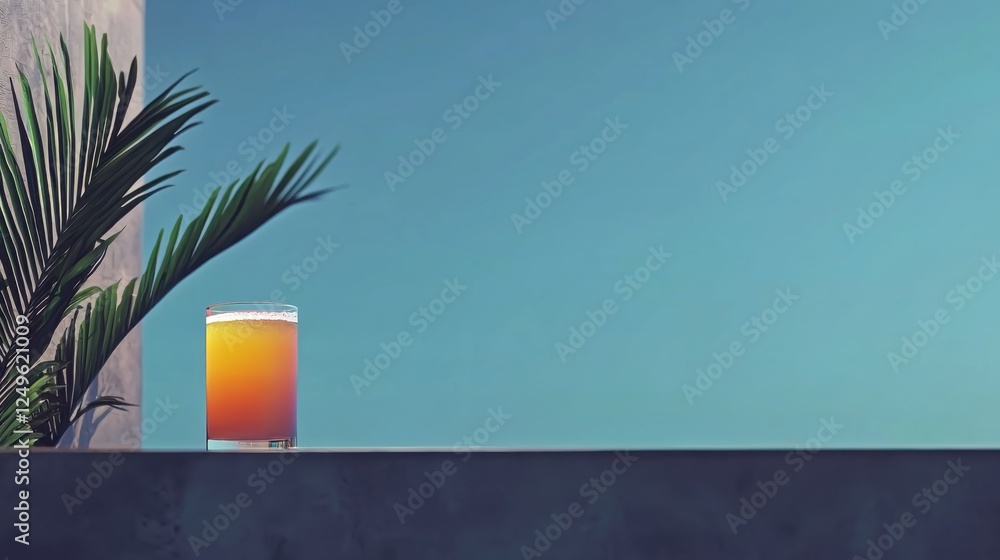 Poster refreshing summer drink modern bar beverage minimalist setting close-up view cool vibes