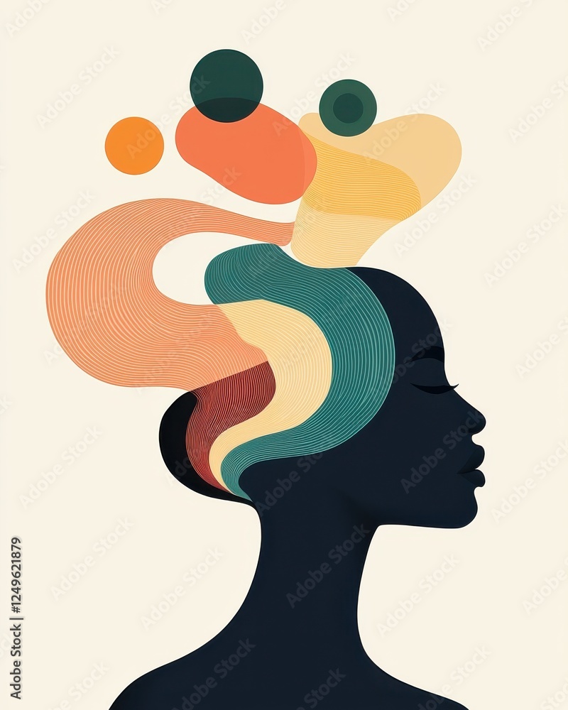 Poster creative expression of abstract concepts graphic design digital art minimalist side profile view