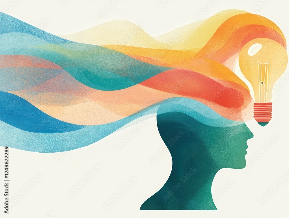 Poster creative ideas flowing from imagination digital art abstract visualization mindscape conceptual view