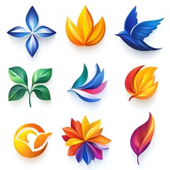 Bold leaf fire geometric logo design high resolution hd design