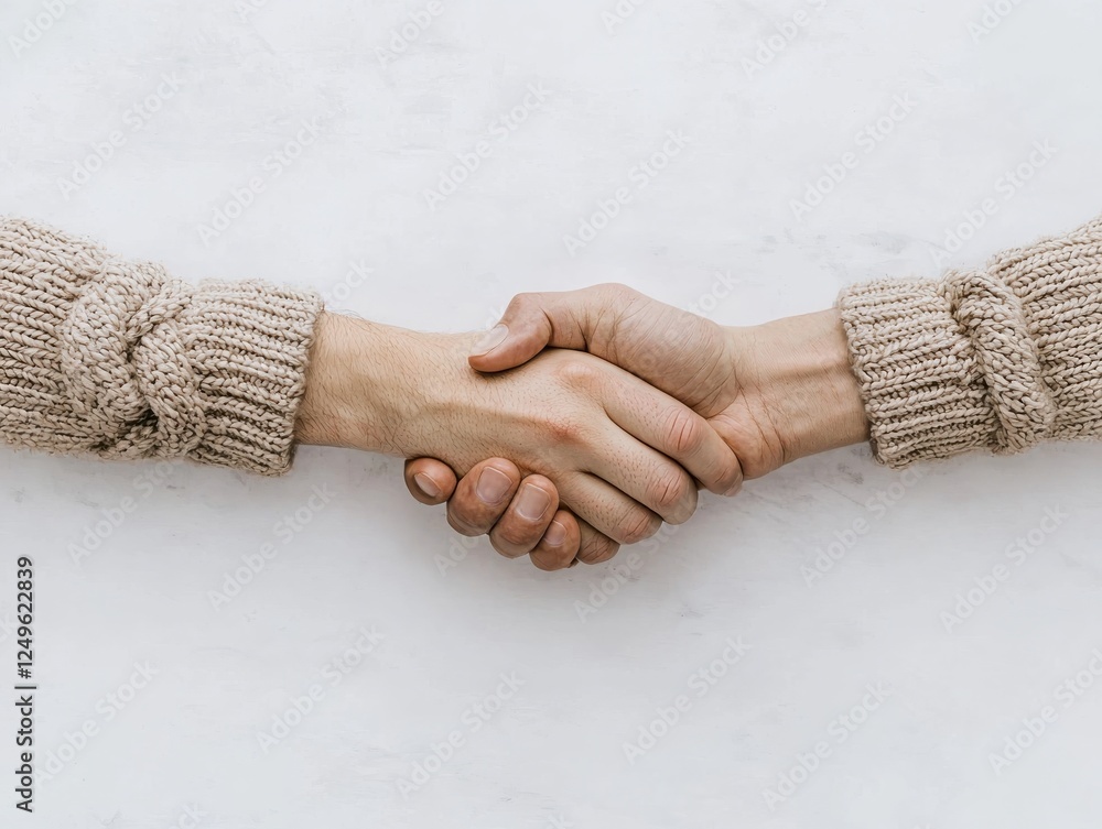 Poster collaborative handshake between partners office setting business interaction professional environmen